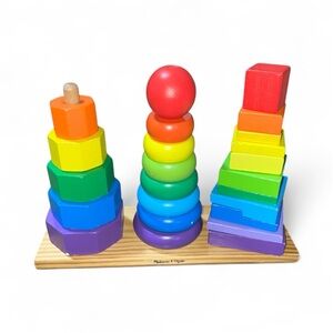 Melissa & Doug Geometric Puzzle 24 Pieces Rainbow Baby Toddler Puzzle Wooden